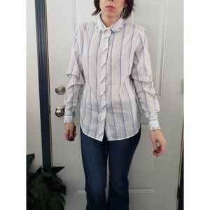Vintage 70s Blue Striped‎ Button Down